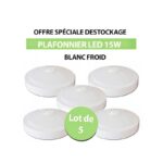 5 SPOT LED PANEL 15W EN APPLIQUE BLANC FROID 6000K AVEC DETECTEUR DE MOUVEMENT