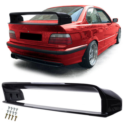 Becquet aileron de coffre noir brillant look M3 GT classe 2 version haute pour BMW série 3 E36 berline et coupé