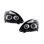 2 FEUX PHARE AVANT ANGEL EYES NOIR POUR RENAULT CLIO 2 PHASE 2 DE 06/2001 A 09/2005