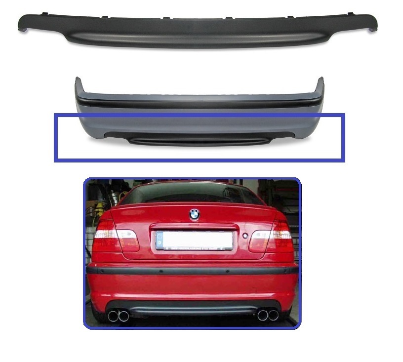 A-1.jpg Diffuseur de pare-chocs arrière double sortie gauche et droite pour BMW série 3 E46 berline et coupé pack M – Image 1