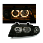 2 FEUX PHARE AVANT ANGEL EYES NOIR POUR AUDI A4 B5 DE 11/1994 A 01/1999
