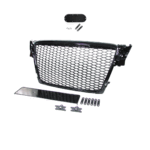 Calandre noir brillant look RS4 pour AUDI A4 B8 phase 1 de 12/2007 à 10/2011