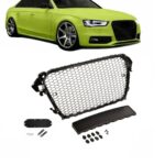 Calandre noir brillant look RS4 pour AUDI A4 S4 B8 phase 2 de 11/2011 à 2015