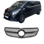 CALANDRE DIAMANT NOIR LOOK AMG POUR MERCEDES CLASSE V W447 PHASE 1 DE 03/2014 A 02/2019 SANS CAMERA