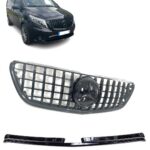 CALANDRE LOOK AMG GT NOIR BRILLANT POUR MERCEDES VITO W447 + LOGO NOIR DE 2014 A 2024