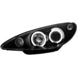 2 feux phare avant angel eyes led à fond noir PEUGEOT 206 phase 2 – Image 2