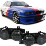 2 feux phare avant noir look M5 pour BMW série 5 E34 et série 7 E32