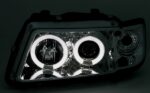 2 FEUX PHARE AVANT ANGEL EYES A LED POUR AUDI A3 8L PHASE 1 DE 1996 A 2000 MONOBLOC CHROME – Image 3