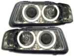 2 FEUX AVANT ANGEL EYES POUR AUDI A3 8L PHASE 2 DE 2000 A 2003 A FOND CHROME