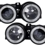 2 FEUX PHARE AVANT ANGEL EYES A FOND NOIR POUR BMW SERIE 3 E30 DE 11/82 A 10/94