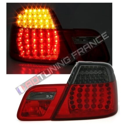 2 feux arrière à led BMW E46 série 3 coupé phase 2 de 04/2003 à 2006 rouge et noir