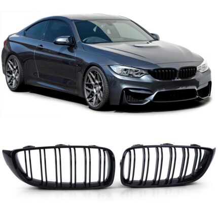 2 calandre double lame noir brillant BMW série 4 F32 F33 F36 F82 F83 coupé cabriolet gran coupé M4
