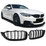 2 GRILLE DE CALANDRE DOUBLE LAME NOIR MAT BMW SERIE 4 F32 F33 F36 F82 F83 COUPE CABRIOLET