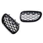 2 calandre diamant noir brillant et spots gris alu BMW série 5 E60 E61 de 07/03 à 05/2010 – Image 4