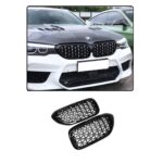 2 calandre noir brillant à spots diamant chrome BMW série 5 G30 et G31 phase 1 de 02/2017 à 06/2020 – Image 2
