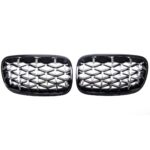 2 calandre noir brillant à spots diamant chrome pour BMW X5 E70 et X6 E71