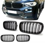 2 GRILLE DE CALANDRE BMW X5 F15 ET X6 F16 DOUBLE LAME NOIR BRILLANT – Image 2