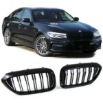 2 CALANDRE NOIR BRILLANT DOUBLE LAME BMW SERIE 5 G30 ET G31 PHASE 1