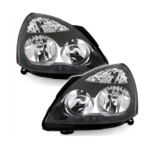 2 FEUX PHARE AVANT FOND NOIR RENAULT CLIO 2 PHASE 2 DE 06/2001 A 05/2005