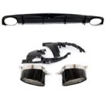 Diffuseur noir + pot look RS6 pour AUDI A6 c7 berline et avant phase 2 de 10/2014 à 2018 S-line