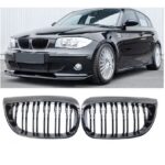 2 calandre noir brillant double lame pour BMW série 1 phase 1 E81 E87 et pack M phase 2