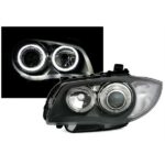 2 FEUX PHARE AVANT ANGEL EYES LED BMW SERIE 1 E87 E88 ET E81 E82 FOND GRIS FONCER