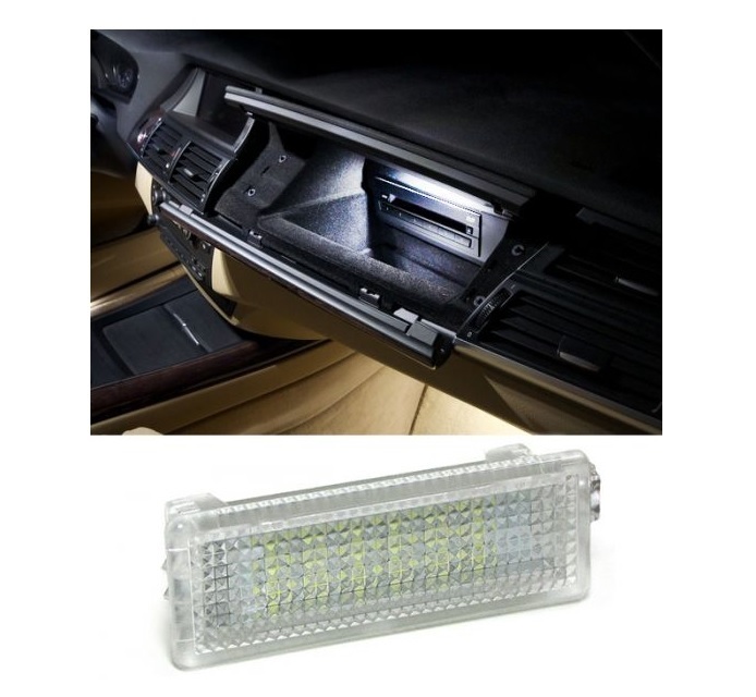 ECLAIRAGE-BOITE-A-GANTS-BMW-X5-X6-E70-E71.jpg MODULE A 18 LED BLANCHE POUR ECLAIRAGE BOITE A GANTS BMW X5 E70 ET X6 E71 – Image 1