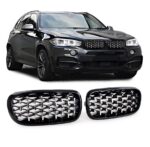2 calandre noir à spots diamant chrome pour BMW X5 F15 et X6 F16