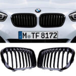 2 calandre look M performance noir brillant pour BMW série 1 F20 F21 phase 2 de 03/2015 à 09/2019