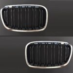 2 GRILLE DE CALANDRE DOUBLE LAME CHROME ET NOIR BMW SERIE 1 F20 / F21 PHASE 1 DE 07/2011 A 02/2015