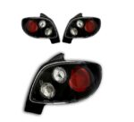 2 FEUX ARRIERE BLANC ET NOIR TRANSLUCIDE POUR PEUGEOT 206 3 ET 5 PORTES