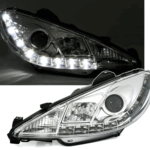2 FEUX PHARE AVANT CHROME DEVIL EYES LED PEUGEOT 206 ET CC PHASE 2