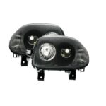 2 FEUX PHARE AVANT DOUBLE OPTIQUE FOND NOIR RENAULT CLIO 2 PHASE 1 DE 5/98 A 05/01