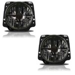 2 FEUX PHARE AVANT NOIR POUR VW GOLF 2 DE 8/83 A 12/92 AMPOULE H4