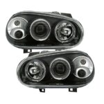 2 feux phare avant angel eyes led pour VW GOLF 4 noir avec ANTIBROUILLARD