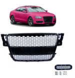 Calandre noir brillant look RS5 pour AUDI A5 et S5 phase 1 de 2007 à 2011