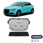 Calandre pour AUDI A1 phase 1 look RS1 gris silver argenté et noir brillant