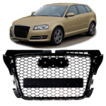Calandre noir brillant look RS3 pour AUDI A3 8P2 phase 2 + sportback de 04/2008 à 2012