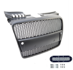 Calandre noir mat nid d'abeille pour AUDI A4 B7 de 11/2004 à 11/2007 avec emplacementS PDC