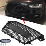CALANDRE NOIR BRILLANT NID D'ABEILLE LOOK RS4 POUR AUDI A4 B8 PHASE 2 DE 11/2011 A 2015 – Image 2