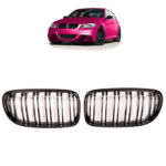 2 calandre double lame noir mat pour BMW série 3 E90 E91 de 09/2008 à 2011