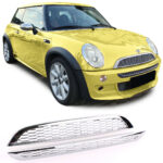 grille de calandre capot et grille de pare-chocs chrome pour MINI COOPER R50 R53 One Cooper et S de 09/2001 à 11/2006