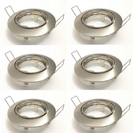 LOT DE 6 SUPPORT INOX INCLINABLE POUR AMPOULE LED GU10 / MR16 - QUALITE PREMIUM