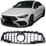 CALANDRE LOOK AMG GT CHROME ET NOIR MERCEDES CLA C118 W118 A PARTIR DE 03/2019 AVEC TROUS CAMERA