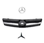 CALANDRE LOOK AMG POUR MERCEDES SL R129 DE 03/1989 A 07/2001 CHROME ET NOIR + LOGO