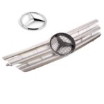 CALANDRE MERCEDES CLASSE C W203 SPORTCOUPE CHROME ET GRIS SILVER + LOGO DE 09/2000 A 12/2003