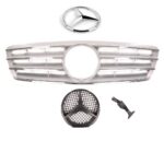CALANDRE MERCEDES CLASSE C W203 BERLINE CHROME ET GRIS SILVER + LOGO DE 04/2000 A 12/2006