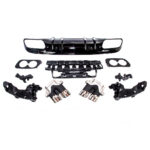 Diffuseur arrière noir + 2 pot chrome look AMG c43 phase 2 pour Mercedes classe C w205 berline de 2014 à 2021 – Image 2