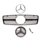 Calandre noir brillant pour Mercedes CLK W208 de 06/1997 à 02/2002 + logo