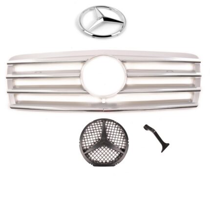 GRILLE DE CALANDRE GRIS SILVER ET CHROME MERCEDES CLASSE E W210 PHASE 1 DE 04/1995 A 08/1999